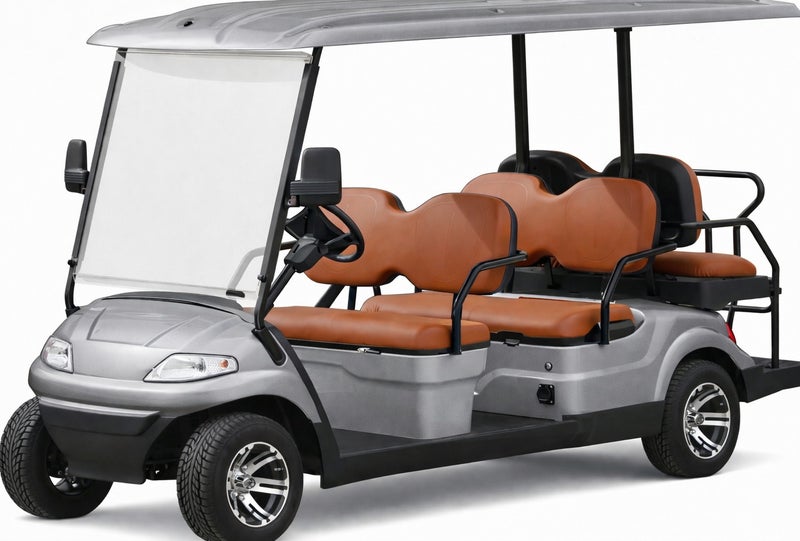 EPIC 4+2 Non-Lifted Electric Golf Cart with Lithium Battery 105Ah & Standard Tires | 6-Seater LSEV (Silver) - Image 1